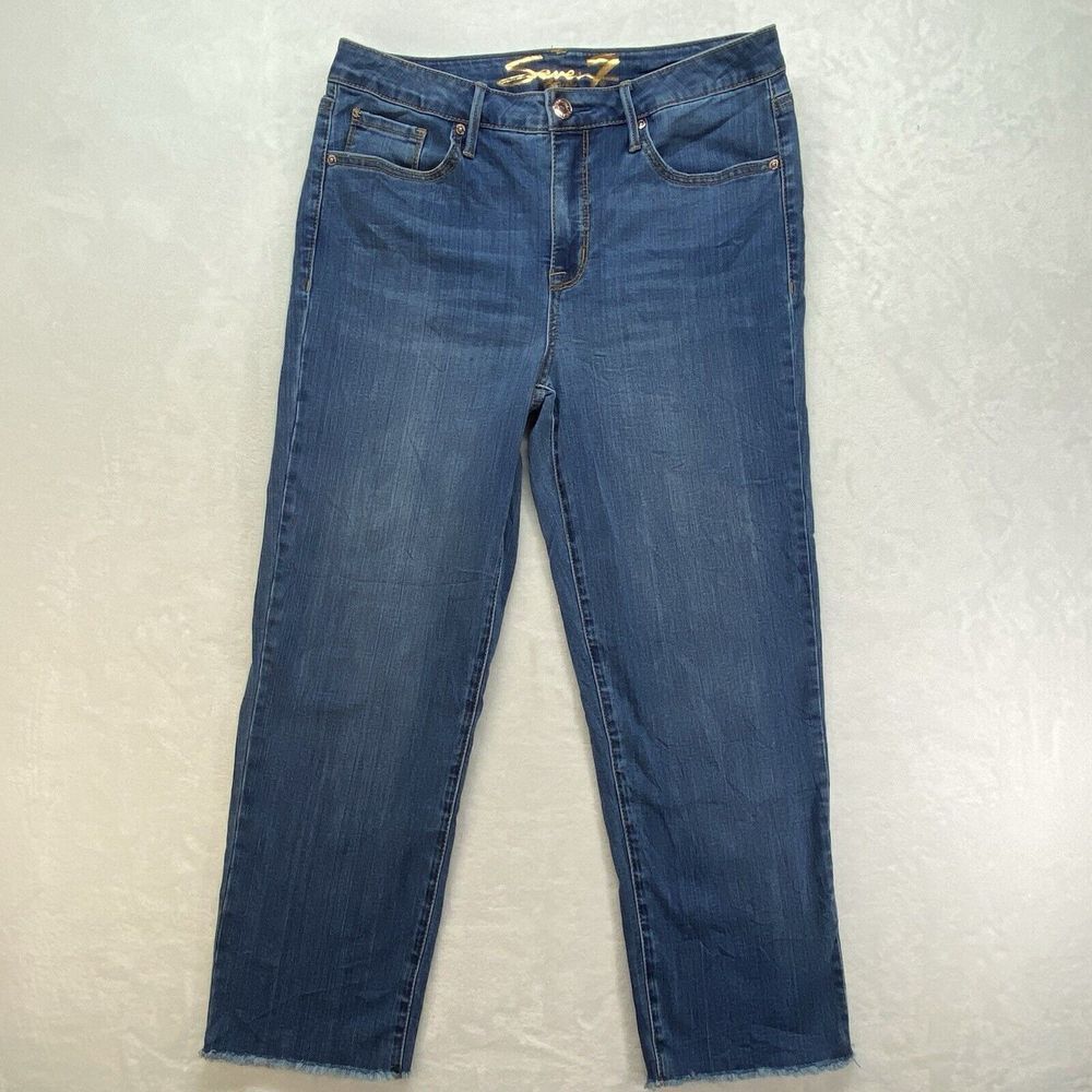 Seven 7 Jeans Womens 10 Tower Straight‎ Crop Blue Jeans Dark Wash